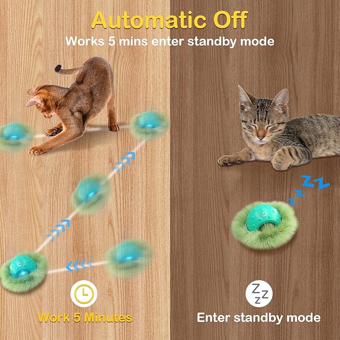 Interactive Cat Toys, Fast Rolling Ball in Play Mat, Motion Activated Cat Toys for Indoor Cats, Hide and Seek Game, Electric Cat Mouse Toy