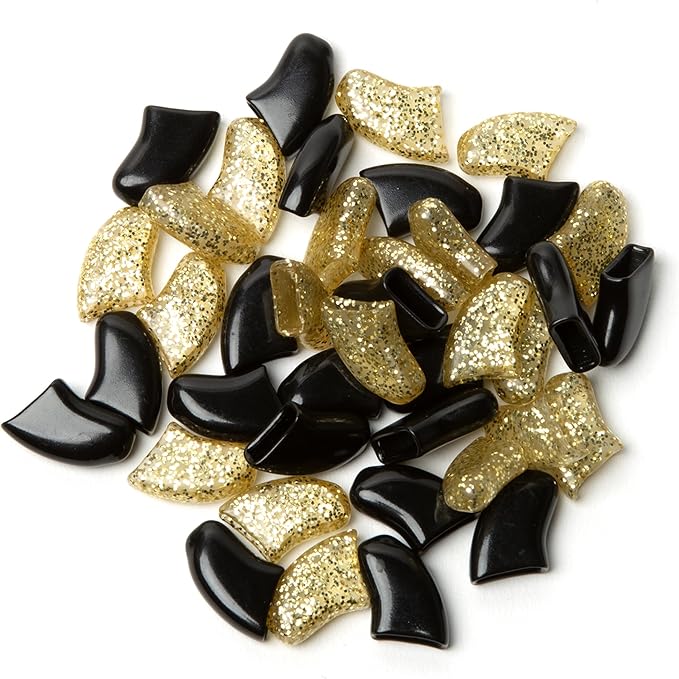 Soft Claws Nail Caps for Dogs with Non-Slip Design Made in USA - 40 Dog Nail Covers for Long-Lasting Protection of Floors and Furniture - Black & Gold Sparkle, X-Large