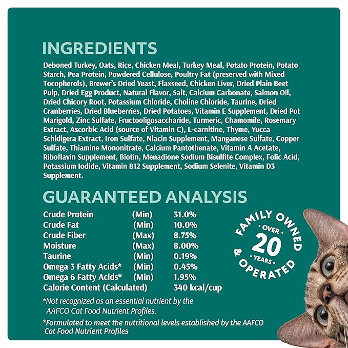 OPtimeal Weight Control Cat Food - Proudly Ukrainian - Cat Food Dry Recipe with Metabolism Support for Healthy Digestion, Tasty Dry Cat Food for Adult Cats (8.8 lbs, Turkey & Oatmeal)