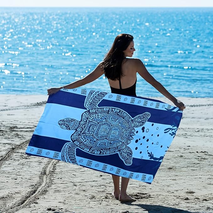 LIVILAN Microfiber Blue Sea Turtle Beach Towel Blanket, Thin Lightweight Absorbent Quick Dry Sand Free Swimming Bath Shower Pool Towels Sea Turtle Gifts for Men Women Girls, 30 X 60