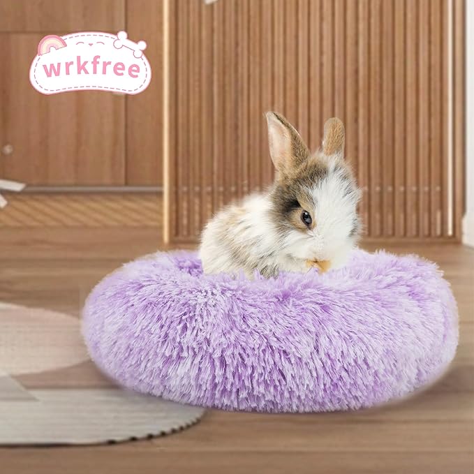 Bunny Bed Rabbit Hideout Large Soft & Comfortable Small Animal Bedding Cozy Bed Mat Warm Hideaway Cage Accessories for Guinea Pig White and Purple