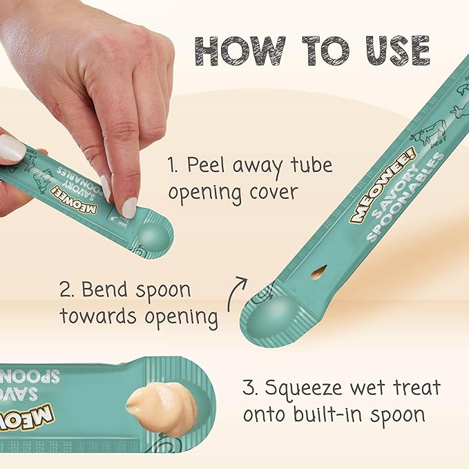 Savory Spoonables with Real Duck, Beef and Rabbit for Cats, 4 Count, Treat Your Cat to Triple Flavor Squeezable Lickable Wet Treats with Built-in Spoon for Less Mess