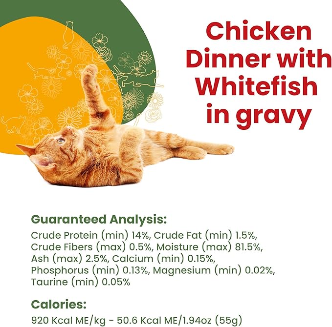 Almo Nature HQS La Cucina Wet Cat Food Pouch Chicken Dinner with Whitefish in gravy 1.94 oz (Pack of 12)