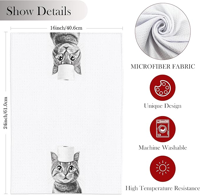 Cat Bathroom Hand Towels, Cats Hand Towels for Bathroom, Cat Towels for Cat Lovers, Cat Bathroom Decor, Cat Lover Gifts for Women, Cat Mom Gifts, Cat Lady Gifts for Women, 16x24 Inch