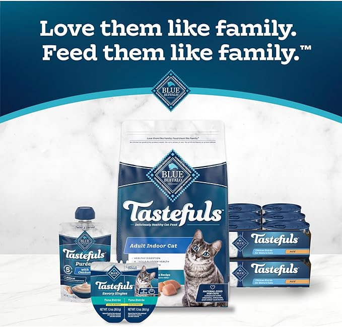 Blue Buffalo Tastefuls Wet Cat Food Paté for Mature Cats, Made with Natural Ingredients | Chicken Entrée, 3-oz. Can (24 count)