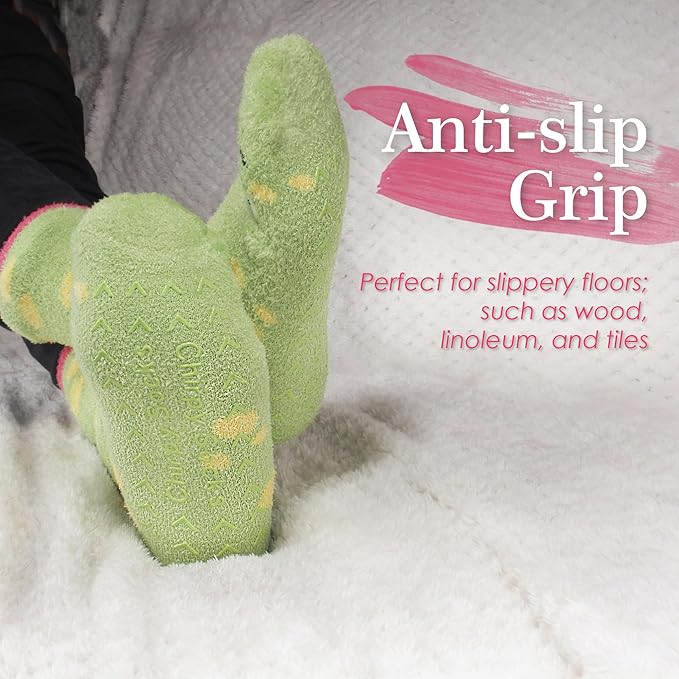 BambooMN Super Soft Warm Cute Animal Face Non-Slip Fuzzy Crew Winter Home Socks, Value Pack