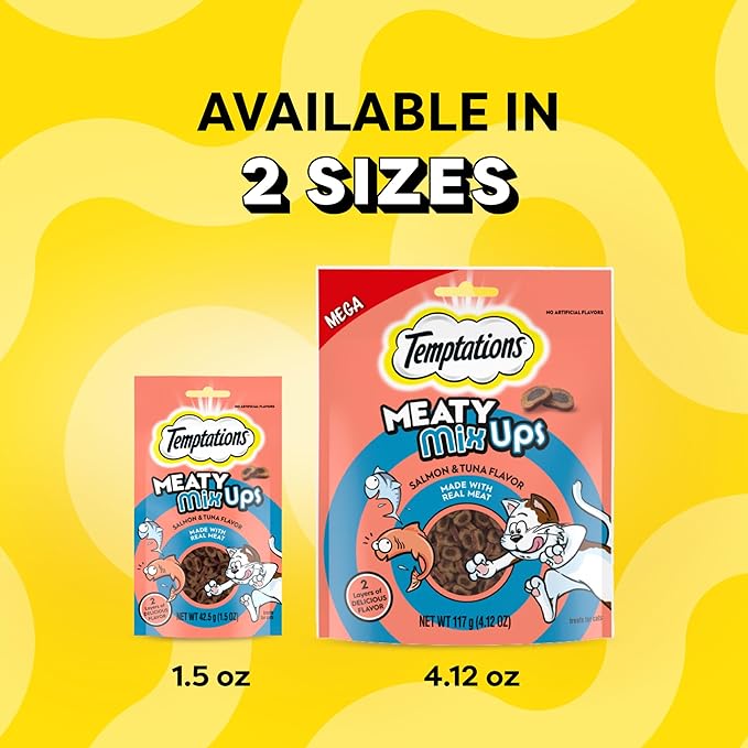 Temptations Meaty MixUps with Salmon & Tuna Savory Cat Treats, 1.5 oz. Pouches (Pack of 7)