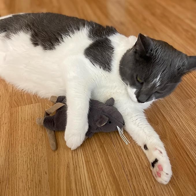 SPOT Big Mouse Bertha with Catnip - Lifelike Cat Toy, Fuzzy Mice with Catnip and Crinkle Sound, Large Size for Cuddling, Chasing, Playing - 7in Plush Toys, Assorted Colors