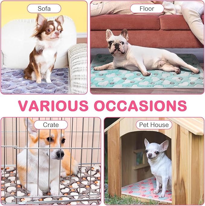 4 Pack Self Heating Cat Bed Cat Self Warming Pad with Removable Cover Extra Warm Thermal Pet Pad Washable Pet Crate Mat Anti Slip Kennel Pad for Indoor Outdoor Pets (Heart,20 x 28 Inches)