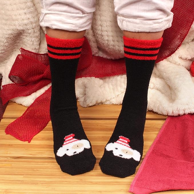 BambooMN Women's Super Soft Warm Microfiber Fuzzy Cozy Animal Socks or Christmas Winter Animal Socks, Value Pack