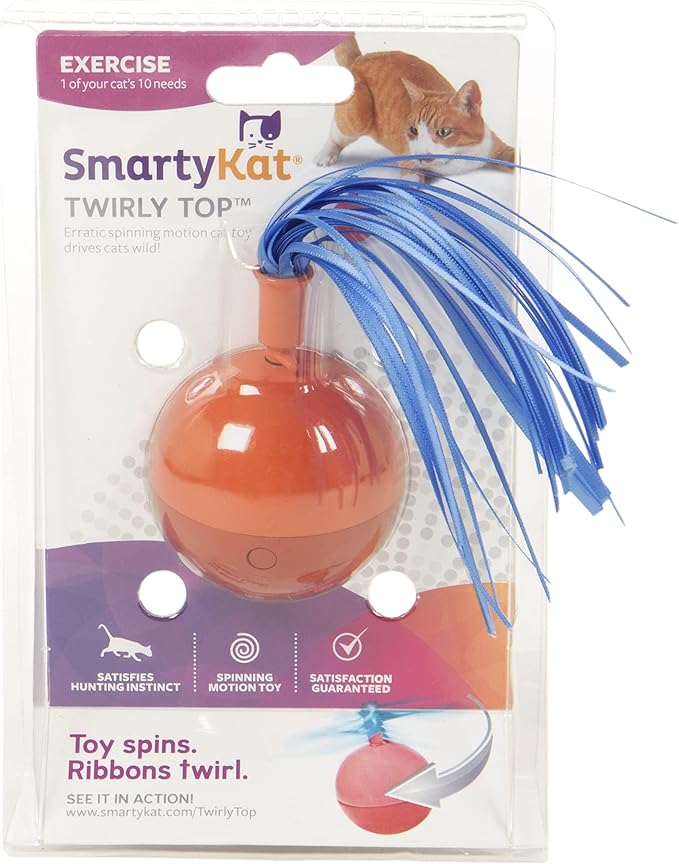 SmartyKat Twirly Top Electronic Motion Ball Cat Toy, Battery Powered - Randomly Selected Color, One Size