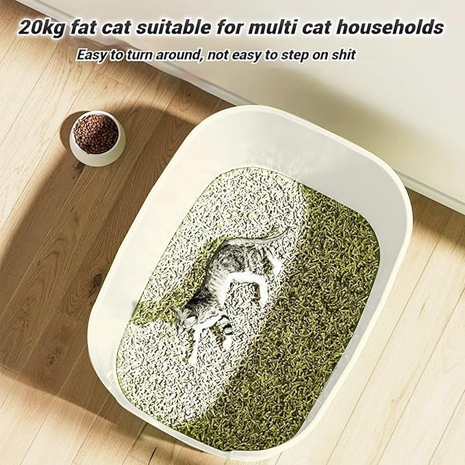 High Sides Cat Litter Box 24.6''Lx18.3''Wx12.2''H Jumbo Cat Litter Pan for Multi Cats Households, Extra Large Open Big Cat Litter Box with High Wall Anti-Splashing Kitty Litter Box(Pack of 2)
