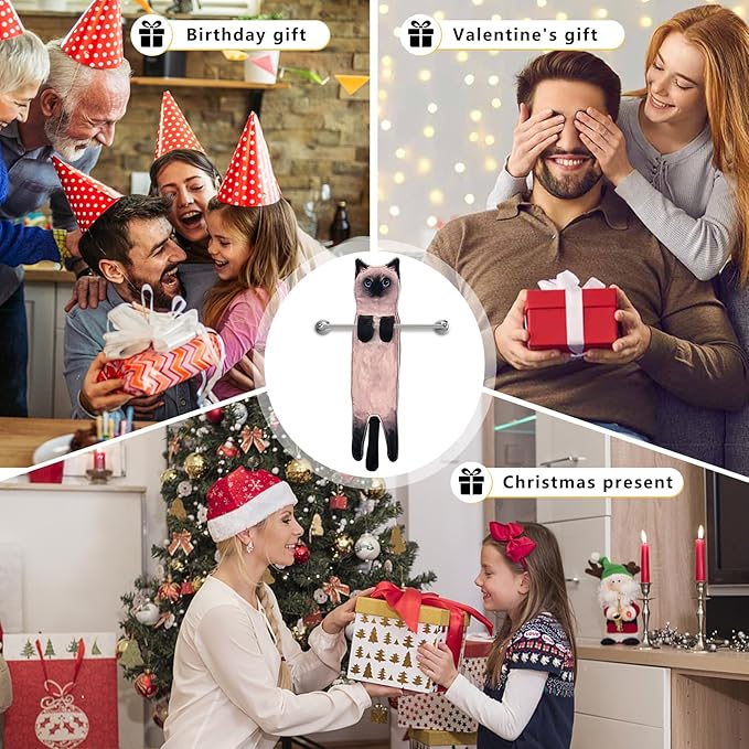 PAT JUUMG Funny Cat Hand Towels for Bathroom, Kitchen Decor: Cute Decorative, Super Absorbent Soft Hanging Towels - Women's Gift for Cat Lovers (Siamese Cat)