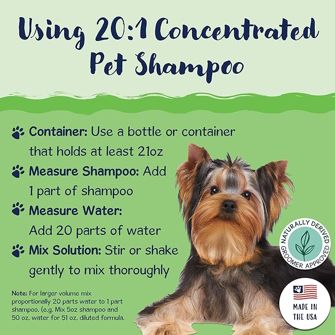 Bobbi Panter 2-in-1 Deshedding Dog Shampoo and Conditioner for Detangles & Shedding Control - Natural Ingredients, Tear-Free, Salt-Free, pH-Balanced, 20:1 Concentrated, Pear Scented, 1 Gal.