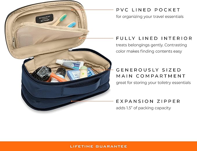 Briggs & Riley Toiletry Kit - Travel Bags for Women & Men, Organizer for Vacation, Dopp Kit for Bathroom Accessories, Makeup, & Skincare