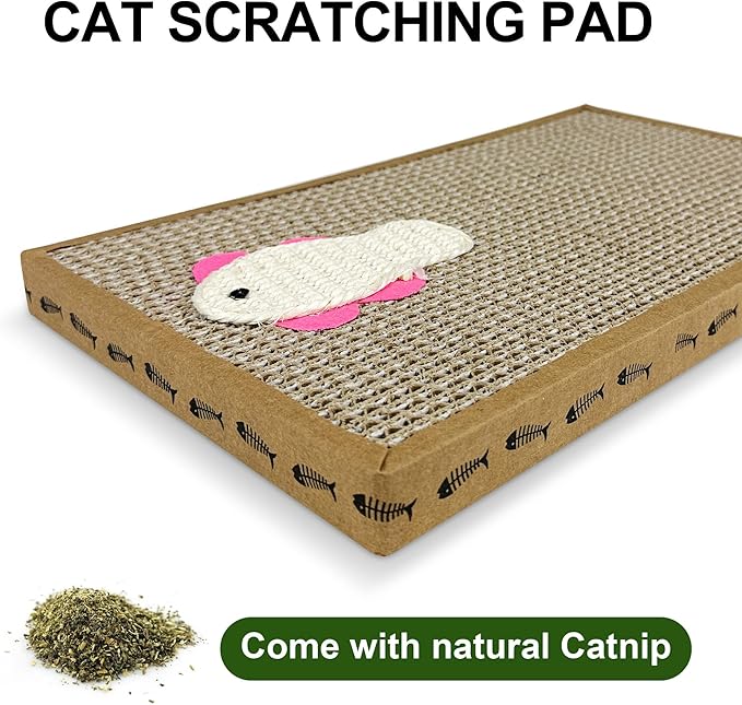 Cat Toys Kitten Toys Set, Cat Scratching pad with Catnip,Cat Wand Toy,Interactive Kitty Toys Cat Feather Toy Catnip Toy Fluffy Mouse Crinkle Balls for Cat Kitty Kitten (Pink)…