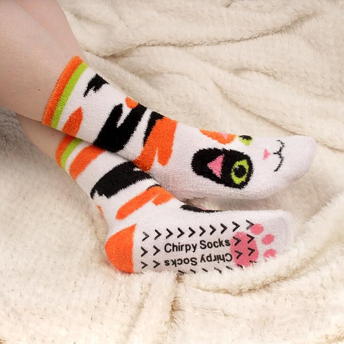 BambooMN Super Soft Warm Cute Women's Animal Non-Slip Fuzzy Fluffy Crew Winter Home Socks