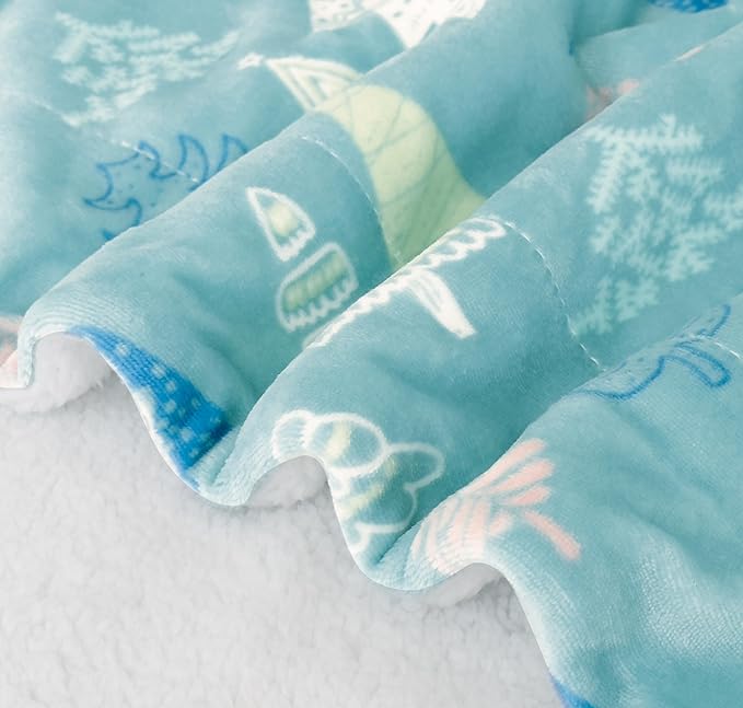 Elegant Comfort Reversible and Ultra-Plush Flannel Fleece-Winter Christmas Sherpa Throw- Lightweight Soft and Cozy-Holiday Decorative Throw, Perfect for Lounging, 50 x 60 inches, Mint Tree