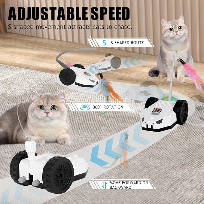 Interactive Cat Toys - Interactive Cat Toys for Indoor Cats, Speedy Tail Cat Toy, Remote Control Mouse - Safe and Eco-Friendly, Type-C Charging - Great for Kittens and Adult Cats