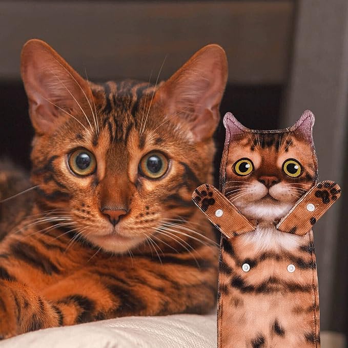 Cat Funny Hand Towels for Bathroom Kitchen- Cute Decorative Kitten Decor Hanging Face Towels- Unique Housewarming Valentines Mothers Birthday Gifts for Women Mom Cat Lovers