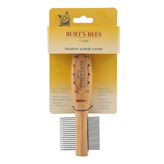 BURT'S BEES FOR PETS Cat Comb, 2-in-1 Double Sided, Removes Fleas, Tangles and Matted Fur, Regular Cat Comb, Ideal for Daily Grooming