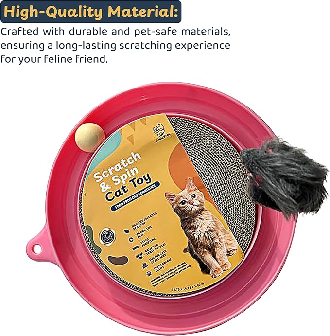 Scratcher Cat Toy with Ball Track Assorted Colors Pad Board for Indoor Play Physical Interactive Toy with Spring & Ball. Perfect for Chasing, Hunting, Mental & Physical Exercise Puzzle (Pink)