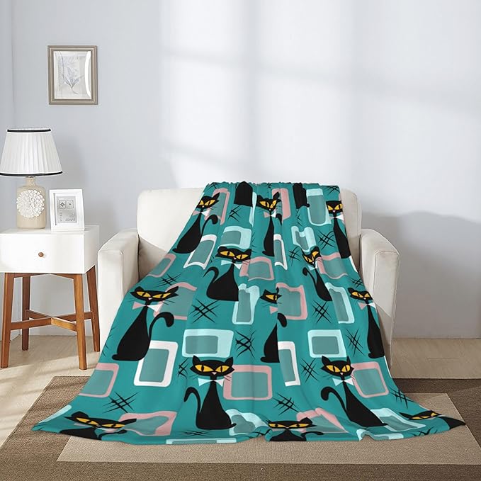 Medieval Cat Soft Throw Blanket Flannel Fleece Blankets Warm Cozy Lightweight Fuzzy Blanket for Bed Sofa Couch Home Decor 80"X60"