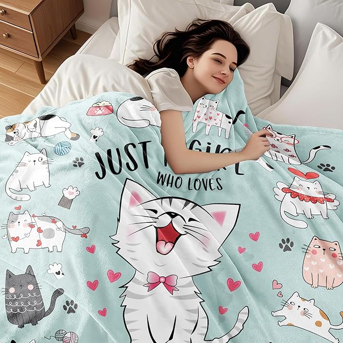 Cat Blanket Gifts for Cat Lovers Soft Flannel Cats Throw Blanket Cats Stuff for Kids Adults 50"x40"