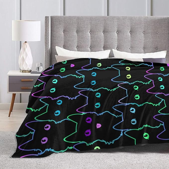 Cute Cat Silhouettes Neon Blanket, Soft Blankets Flannel Bed Throw Cozy Lightweight Plush Gifts for Boys Girls Women Men Sofa Couch Bedroom Living Rooms Warm All Season, Home Decor, 80"x60"