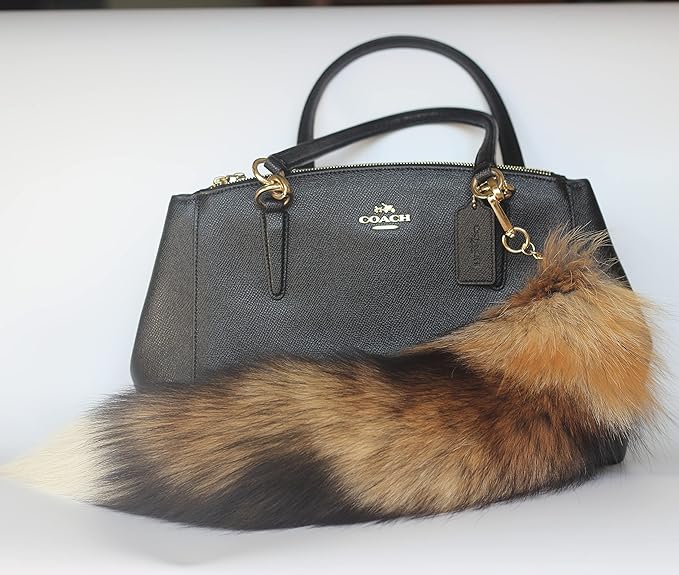 Fosrion Real Raccoon Tail Fur Cat Bites Toy with Three Section Retractable Carbon Fiber Rod (Sunny Fox, Only Tail)