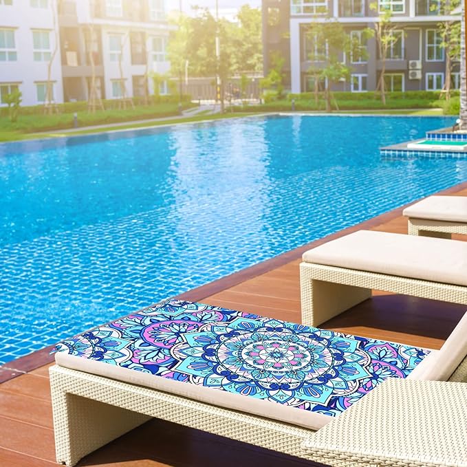 LIVILAN Mandala Microfiber Beach Towel, 30x60 Oversized, Boho Bohemian Design, Soft, Quick Dry, Super Absorbent, Thin, for Pool, Swim, Travel, Bath, Unique Blue Mandala Gifts for Women, Kids