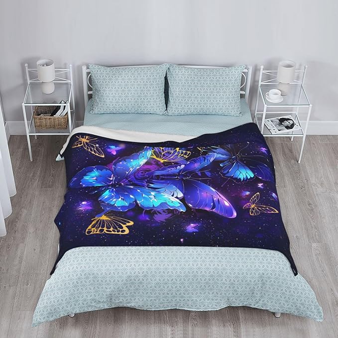 Butterfly Blanket Throw Blanket for Bed Soft Cozy Fluffy Couch Blankets Fleece Blanket Throw Gifts for Women Men Girls Boys 50"x40"