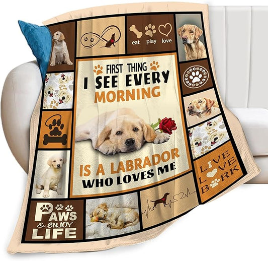 Labrador Dog Print Blanket Best Dog Pet Animal Throw Blankets for Couch Sofa Stuff Decor Gifts Lightweight Soft Cozy Fleece Plush Warm Flannel Bedding for Lover Man Woman Teen Adults 60"x80"