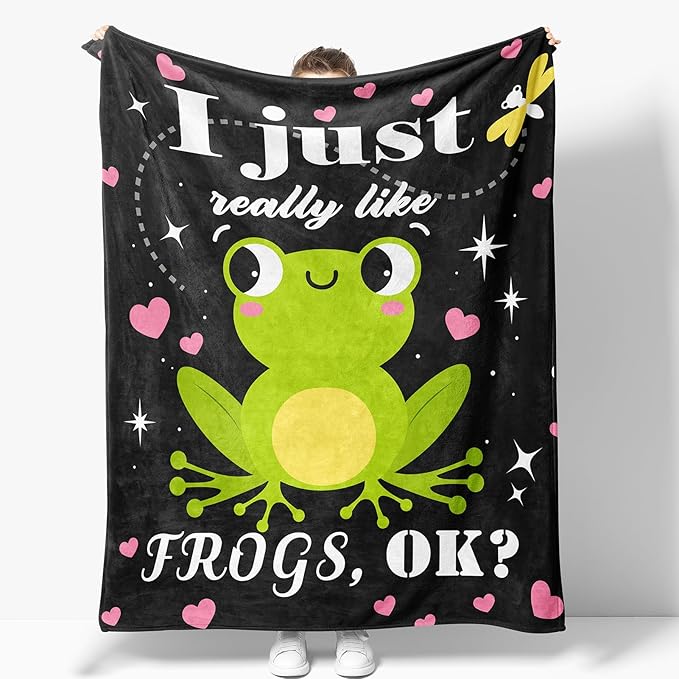 Frog Blanket Gifts for Women Girls Mom Kids Adults Teen Boys Birthday Christmas Valentine Present Frog Animal Theme Decor Home Bedroom Living Room Sofa Couch Super Soft Cozy Plush Fleece Throw 60"x50"