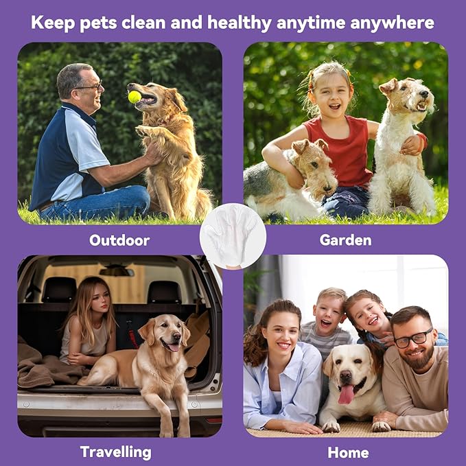 Pet Glove Wipes for Dogs & Cats 8 PCS,Bathing Wipes for Dogs and Cats,Hypoallergenic with Coconut Oil Nourishing Grooming Fur,Cat Dog Cleaning Gloves Wipes,Deodorizing Gloves for Pet Daily Care