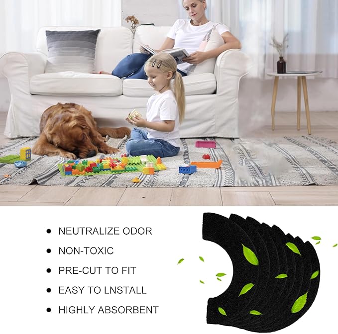 8 Pack Carbon Filters Compatible with Litter Robot 4, Activated Charcoal Cat Litter Box Filters Replacement to Absorb Odors Litter Box Deodorizer Controls Moisture and Keep Home Fresh