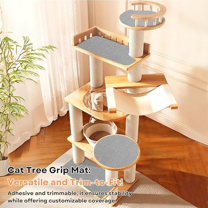 Cat Scratch Mat (Grey, 5-Pack, 9.8''*18.8''), Furniture Protector from Cats Scratching, Strong Self-Adhesive Backing for Easy and Sturdy Application, Versatile for Cat Trees, Posts, and Beds