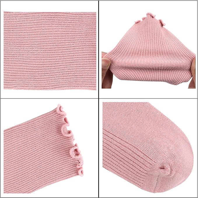 Benefeet Sox Womens Girls Ruffle Crew Socks Novelty Cute Frilly Dress Socks Cotton Lettuce Trim Turn-Cuff High Ankle Sock