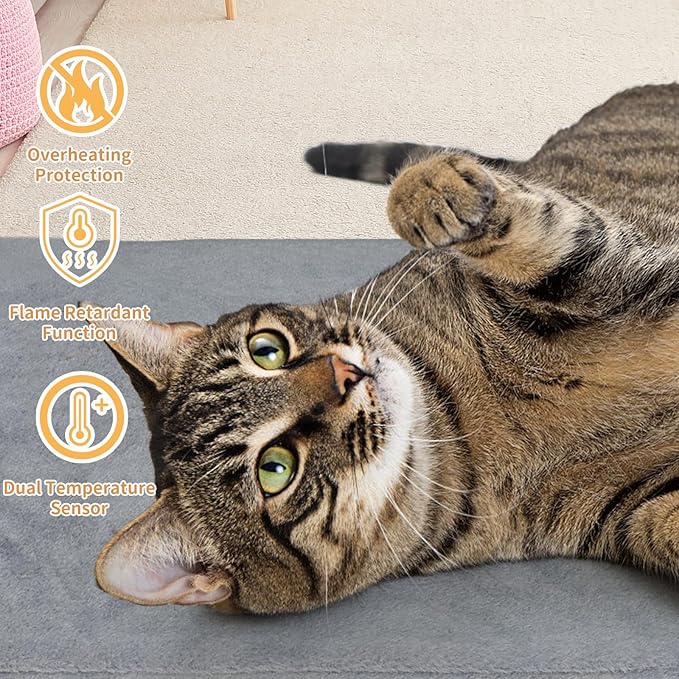Pet Heating Pad for Cats and Small Dogs,Heated Cat Bed,Auto Temperature Control Waterproof Indoor Electric Pet Heating Pads for Cats with Chew Resistant Cord,16 * 12inch