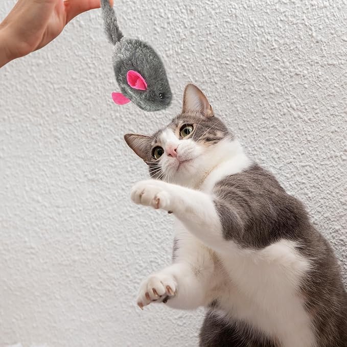 SunGrow Squeaky Plush Hamsters for Cats, Tug Squeaker Chews for Kittens' Interactive Fun, Hide and Seek Activity, Soft Stuffed Fetch for Ferrets, Dark Brown, 6 Pcs per Pack