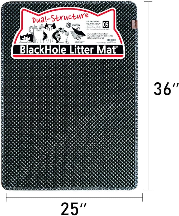 BlackHole Litter Mat Blackhole Cat Litter Mat - Extra-Large Size Rectangular 36" X 25" (Dark Gray)