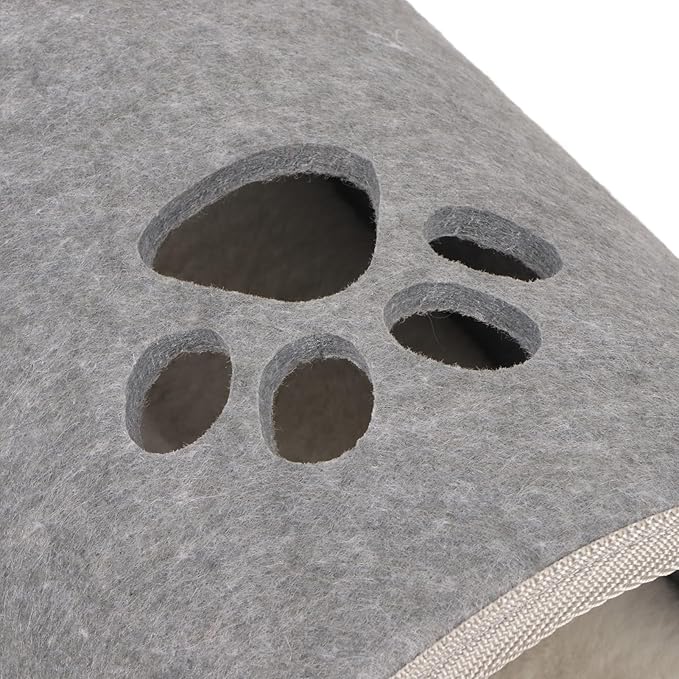 Cat Tunnel Bed, Elevated Cat Tunnel, Wooden Legs Soft Felt Plush Pad Pet Tunnel Bed Cat Peekaboo Cave for Cats, and Small Dogs, Washable Cat Play Tunnel for Hideaway