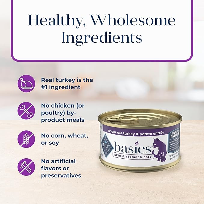Blue Buffalo Basics Grain-Free Adult Wet Dog Food, Skin & Stomach Care, Limited Ingredient Diet, Turkey Recipe, 3-oz Can, 24 Count