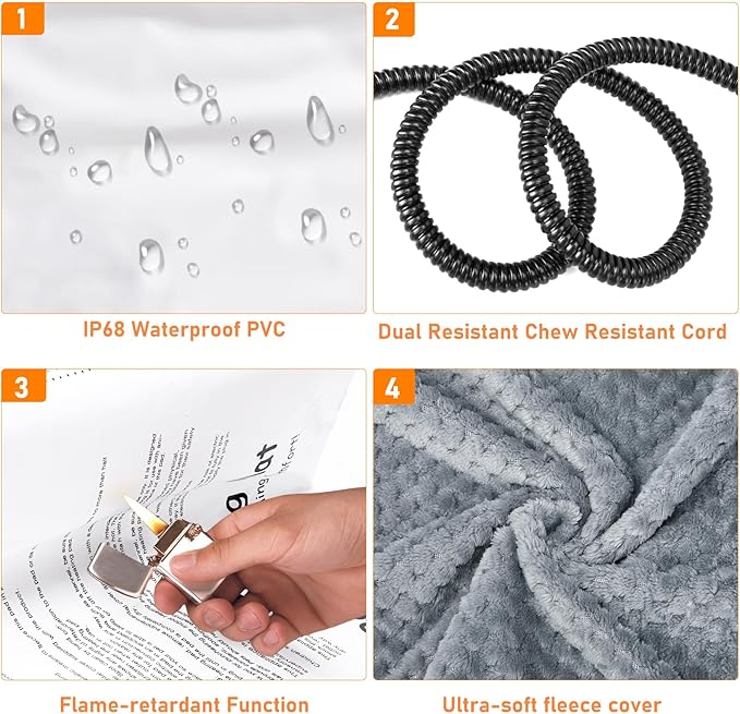 INVENHO Heated Dog Bed, Waterproof Adjustable Temperature Dog Cat Heating Pad with Timer, Indoor Pet Heating Pad for Cats Dogs Electric Pads for Dogs Cats, Pet Heated Pad (M: 28" x 16")