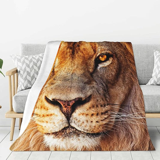 Lion Soft Throw Blanket Flannel Fleece Blankets Warm Cozy Lightweight Fuzzy Blanket for Bed Sofa Couch Home Decor 80"X60"