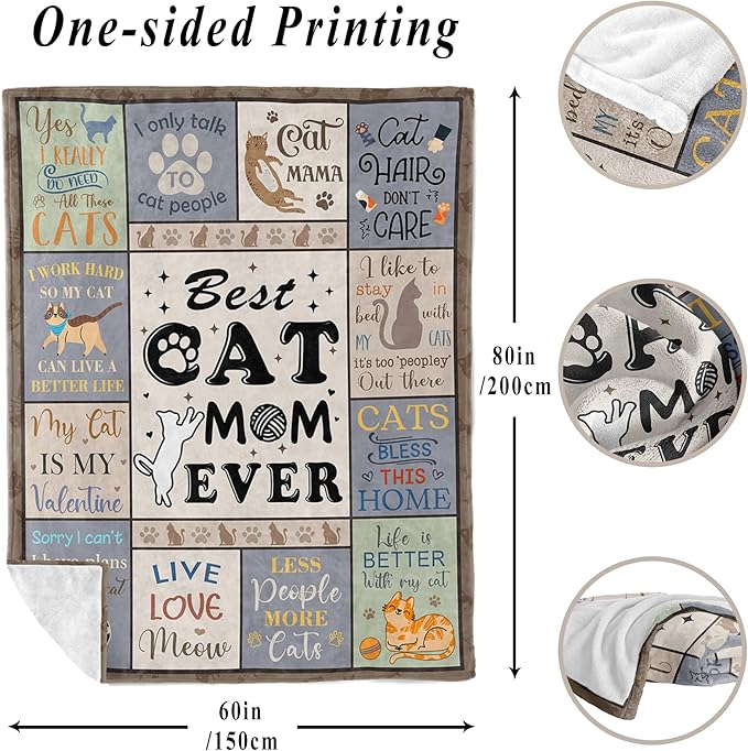 XALAZY Cat Mom Gifts Blanket 60"X80", Cat Lover Gifts for Women, Cat Gifts for Cat Lovers, Gifts for Cat Lovers, Cat Mom Gifts for Women, Funny Cat Themed Gifts, Cat Lady Gifts, Best Cat Mom Gifts
