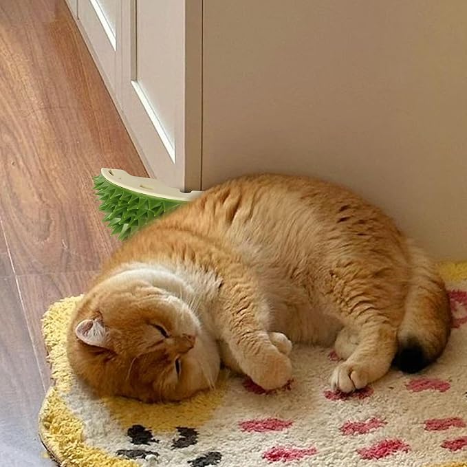 YAODHAOD Cat Corner Scratcher Durian Shaped Corner Tickler Cat Mint Self Groomer Toy Kittens Wall Corner Massage Comb Scratcher Board for Indoor Cats (Green)