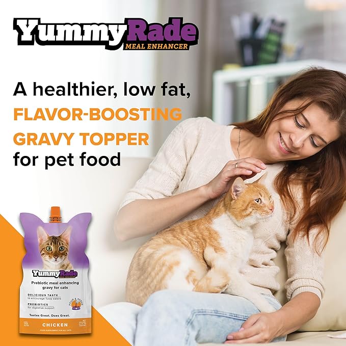 YummyRade – Pet Meal Topper for Dry Cat Food | Healthier Gravy Meal Enhancer & Tasty Low Calorie | Grain Free, Chicken Flavored | Flavor-Boosting Gravy Topper Pets Love! | 250ml x 3