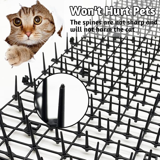 Fhiny Cat Deterrent Mat, Cat Repellent with Spike 6.6Ft Scat Mat for Kitten Coverage Prickle Digging Deterrent Training Network for Dogs Indoor Outdoor Keep Pet Out of Yard