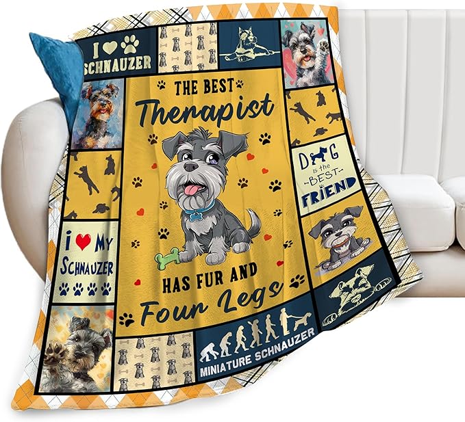 Miniature Schnauzer Dog Blanket Schnauzer Decor Throw Blanket Super Warm Soft Plush Lightweight Fleece Flannel Blanket Gifts for Dog Lovers Girls Women Boys Kids for Winter Couch Bedding 40"X50"